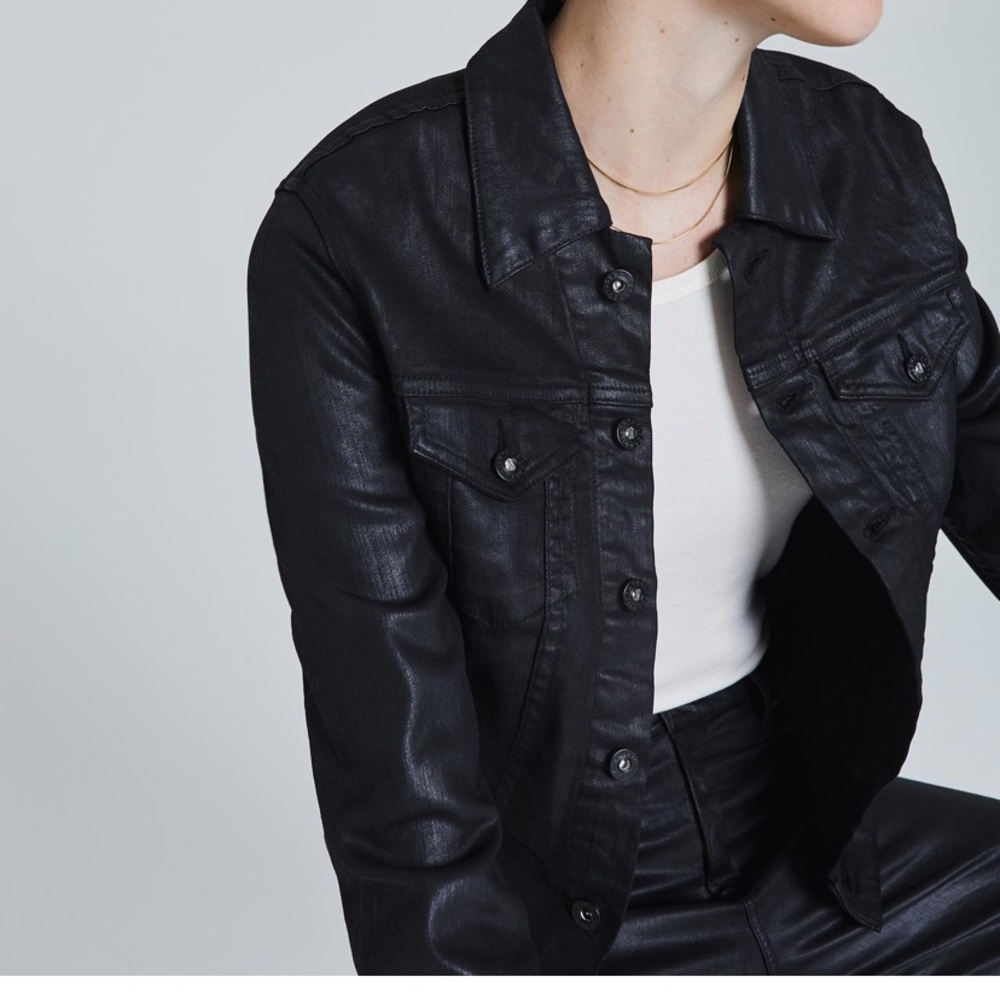 ROBYN LACQUERED JEAN JACKET BLACK - AG